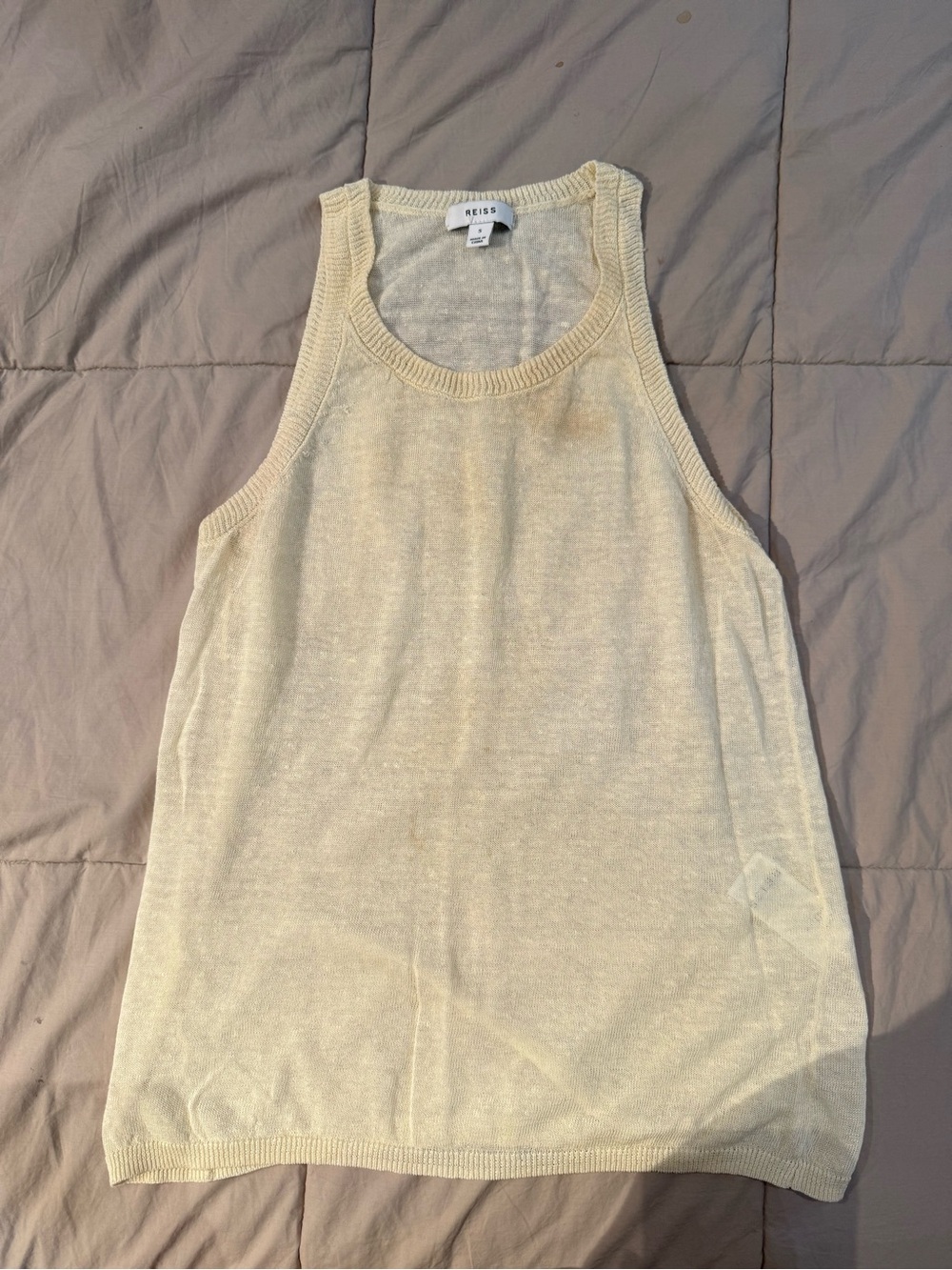 Reiss Pale Cream Sleeveless Knit Top